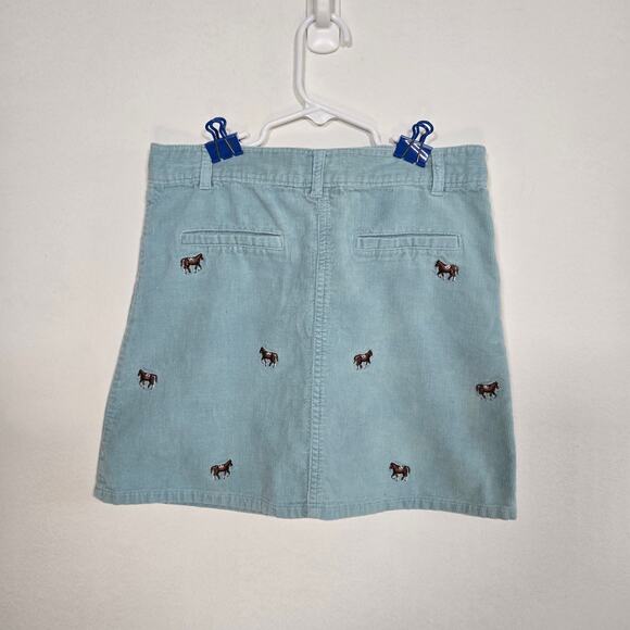 E. Land  Girls Light Blue Corduroy Skirt With Embroidered Horses. Size 12. - Picture 2 of 7